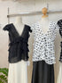 Polka Dot Ruffle V-Neck Tops